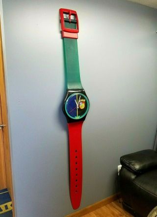 Swatch Maxi Mgb111 Sir Swatch Watch Rare Swiss Wall Clock 1990 