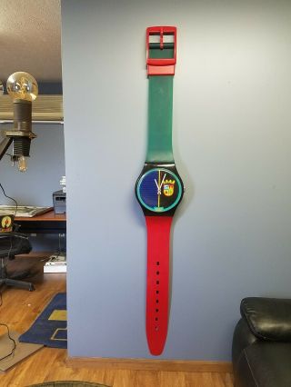 Swatch Maxi MGB111 Sir Swatch Watch RARE SWISS Wall Clock 1990 ' s Pop culture 2