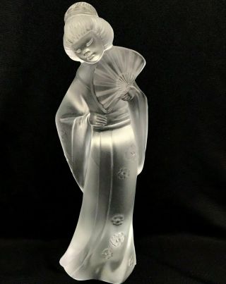 Rare Crystal Lladro Figurine: 4511 " Geisha With Fan " Japanese Girl W/ Box