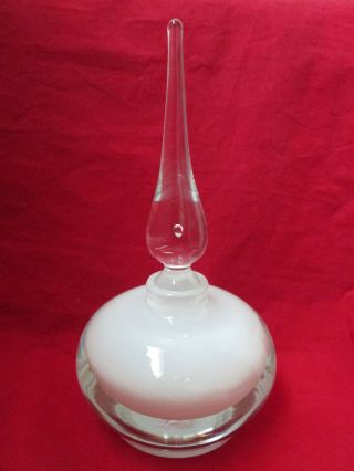 Rare Carl Erickson Art Glass Opal Cased In Crystal Perfume Bottle - W Stopper