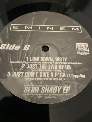 Eminem Slim Shady Ep Just Dont Give A Indie Vinyl 12” Rare