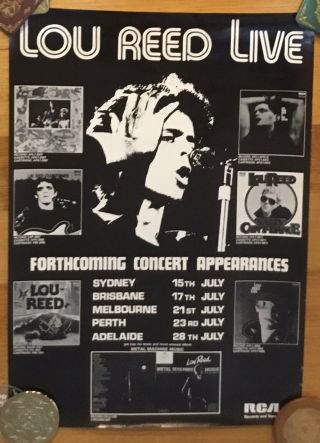 Lou Reed 1975 Australian Tour Poster Promo Velvet Underground Oz Rare