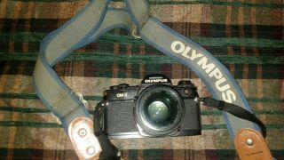 Rare Olympus Om - 3 Camera W/ Oem Strap Lens Japan Black Estate Find Photography