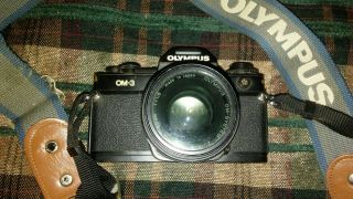 RARE Olympus OM - 3 Camera w/ OEM STRAP Lens Japan Black Estate Find Photography 2