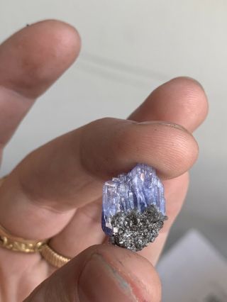 RARE 15.  1 Carat Unheated Tanzanite Crystal Specimen W/ Pyrite Inclusions 2