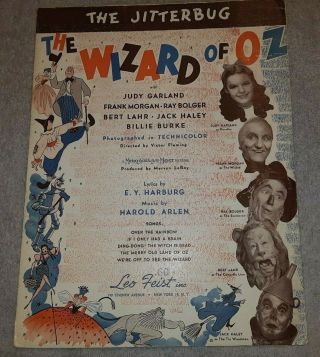 Wizard Of Oz Jitterbug Sheet Music 1939 Judy Garland Rare