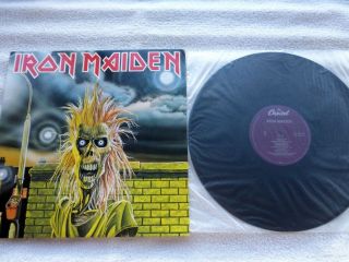 Iron Maiden 1980 Lp Vinyl S/t Rare Usa Purple Labels Press