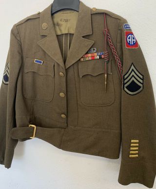 Ww2 Rare 82nd Airborne Custom Cut Jacket,  Dogtag Chain Stitching W/ Id