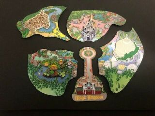 Rare Disney Pin Set Wdw Cast Member Atlas Magic Kingdom Map Cinderella 