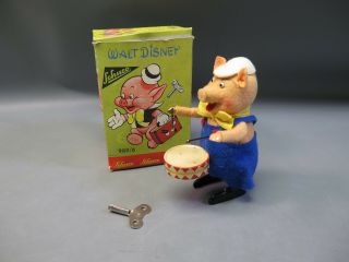 Rare Vintage Schuco Walt Disney 980/1 Drumming Pig Wind Up Toy W/box