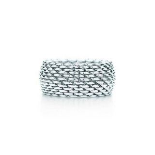 Rare Auth.  Retired Tiffany & Co Sterling Silver 925 Mesh Band Ring Rrp$450
