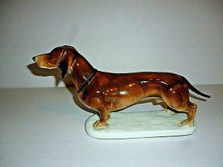 Large Rare Karl Ens Volkstedt Short Hair Dachshund Dog Figurine