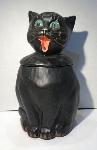 Vintage Mccoy Usa No.  207 Coalby Halloween Black Cat Cookie Jar Rare