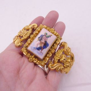 Fine Rare Large 18th Century Georgian Gold Plated Porcelain Plaque Bracelet