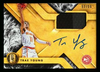 2018 - 19 Chronicles Trae Young Rc Gold Standard Jersey Auto Autograph Rare 53/99