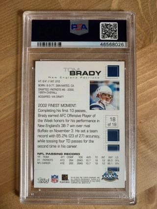 PSA 7 2003 Topps Tom Brady Bowl XXXVII NM 18 N.  E.  P.  Extremely Rare 2