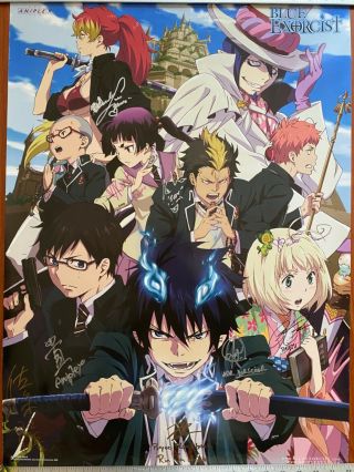 Anime Expo 2013 Aniplex Blue Exorcist Autograph Poster W/ Proof Ticket Rare