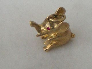 A Very Rare 9ct Sitting Down Elephant With Ruby Eyes Charm 5grms (georg Jensen)