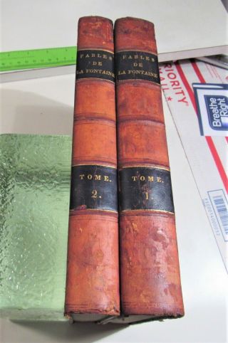 Fables De La Fontaine/1839/rare 1st Ed.  /240 J.  J.  Grandville Illus/two Fine Leathr