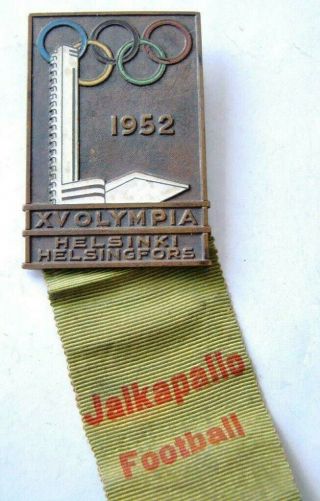 Rare Early Official Badge,  Desk Medal Xy Olympic Games,  Helsinki 1952 Finland
