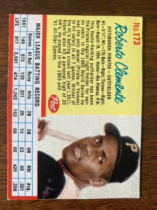 1962 Post Cereal Roberto Clemente - Blue Lines (rare)