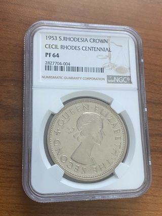 1953 Southern Rhodesia Proof Silver Crown Ngc Pf64 Low Mintage Rare 1,  500