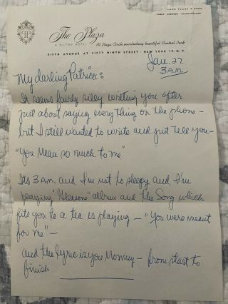 RARE letter from JERRY LEWIS to wife PATTI LEWIS 1954 2
