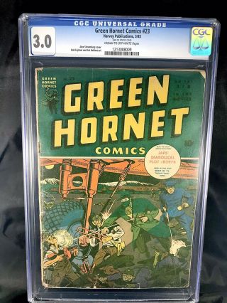 Green Hornet Comics 23 Cgc 3.  0 Harvey Pub Golden Age Rare Ww2 Schomburg