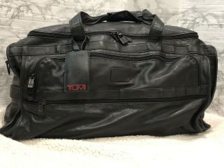 Ultra Rare Tumi Alpha Black Nappa Leather Xxl Carry Duffle Bag