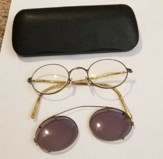 Rare Vtg Oliver Peoples Rx Op - 5 P Filigree Oval Eyeglasses Gray With Shades Box