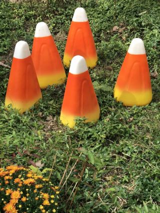 5 Rare Vintage Candy Corn 17 Inches Blow Mold Holiday Halloween Yard Decor