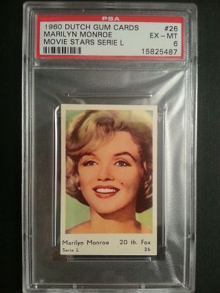 1960 Dutch Gum Cards Serie L 26 Marilyn Monroe Movie Stars Psa 6 Ex - Mt Rare