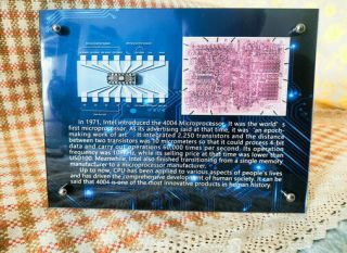 Vintage Rare Intel P4004 Cpu Crystal Package Silicon Die,  Exhibition Frame