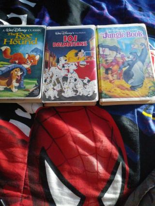 Disney Classic Black Diamond Vhs Jungle Book,  101 Dalmations,  Fox&hound.  Rare