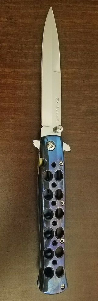 Cold Steel Ti - Lite Knife W/ Blued Titanium Handles - Discontinued And Very Rare