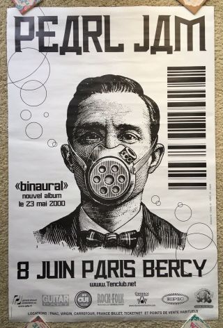 2000 Pearl Jam - Paris France Rare Promo Concert Poster