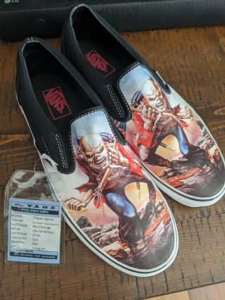 Iron Maiden Trooper Vans Classic Slip On Shoes Size 10.  5.  Rare Sample