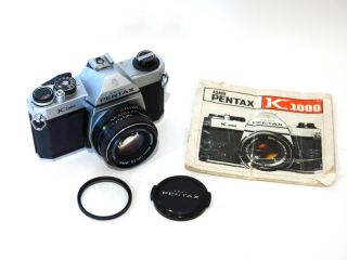 Rare Made in Japan Pentax K1000 35mm SLR Film Camera w/50mm f1.  7 Lens - 2