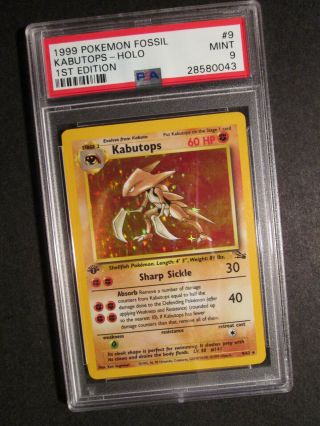 Psa - 9 1st Edition Pokemon Kabutops Card Fossil Set 9/62 Holo Rare Ed 1999