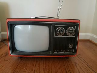 Vintage General Electric Tv Retro Television Rare Red Ge Home Decor Ñice
