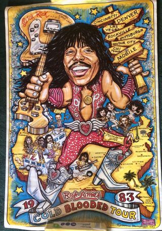 Very,  Very Rare Rick James 1983 Cold Blooded Tour Poster