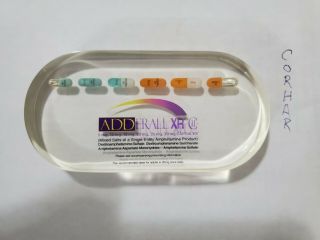Adderall Xr Lucite Paperweight Pharmaceutical Drug Rep Rare Amphetamine