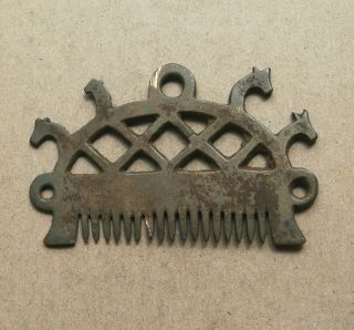 Ancient Viking Zoomorphic bronze hair comb with ornament Dragon Heads Rare 3