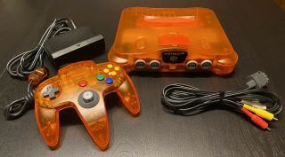 Nintendo 64 N64 Funtastic Fire Orange Console Clear Rare Neon W/ Expansion Pak