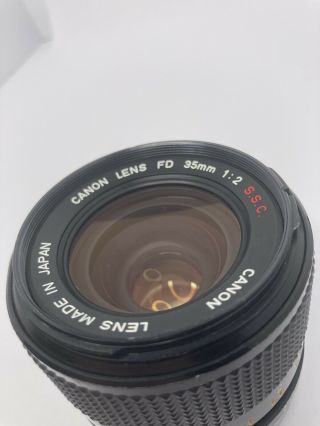 [AS - IS] Canon FD 35mm f/2 S.  S.  C SSC MF Wide Angle Lens From USA rare o aperture 3