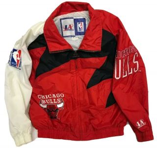 Rare Vintage 90s Chicago Bulls Logo Athletic Sharktooth Jacket Nba Mens Size Xl