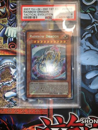 Yugioh Rainbow Dragon Secret Rare 1st Edition Taev Psa 9 Foil Bleed
