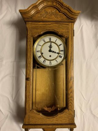 Howard Miller 612 - 578 Grandfather Wall Clock Oak 8 Day Key Triple Chime Rare