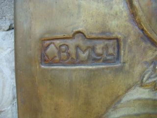RRR RARE Antique Bronze - Brass Icon Orthodox Saint Catherine 3