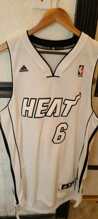 2012 Rare Nba Adidas Miami Heat Lebron James Jersey 6 Mens Medium Sewn White Hot